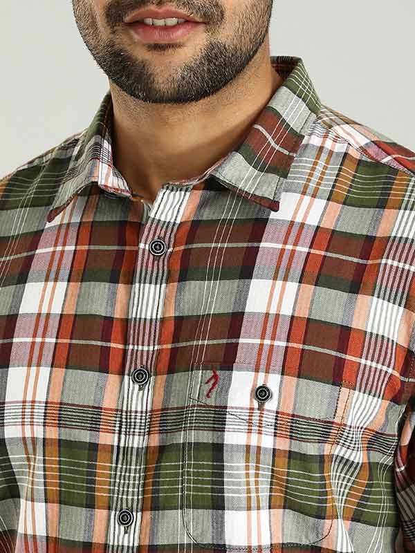 Indian Terrain Men's Regular Fit Full Sleeve Checkered Multicolor Shirt